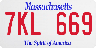 MA license plate 7KL669