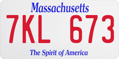 MA license plate 7KL673