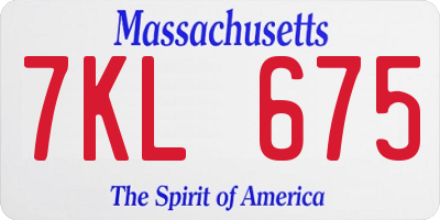 MA license plate 7KL675