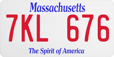 MA license plate 7KL676