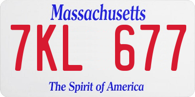 MA license plate 7KL677