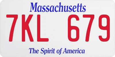 MA license plate 7KL679