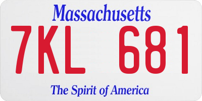 MA license plate 7KL681