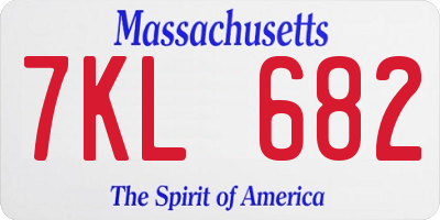 MA license plate 7KL682