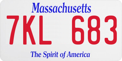 MA license plate 7KL683