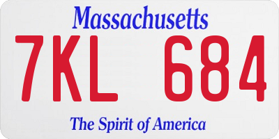 MA license plate 7KL684