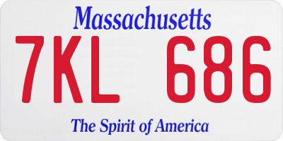MA license plate 7KL686