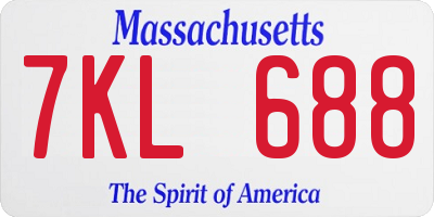 MA license plate 7KL688