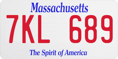 MA license plate 7KL689