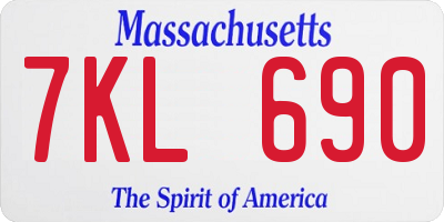 MA license plate 7KL690