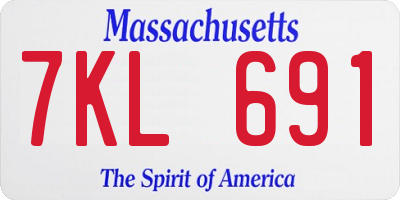 MA license plate 7KL691