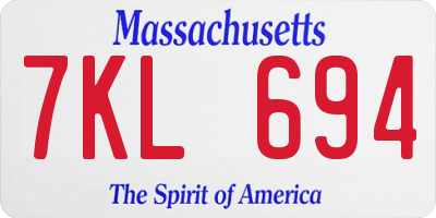 MA license plate 7KL694
