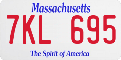 MA license plate 7KL695