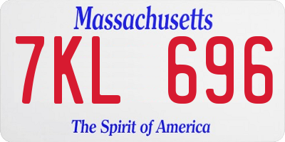 MA license plate 7KL696