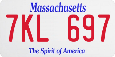 MA license plate 7KL697