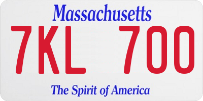 MA license plate 7KL700