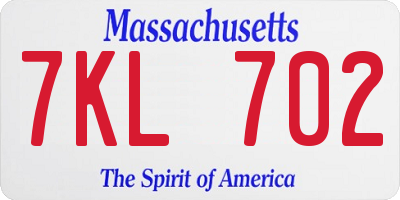 MA license plate 7KL702