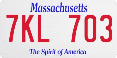 MA license plate 7KL703