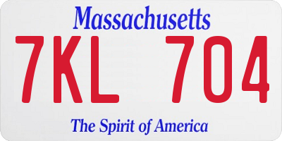 MA license plate 7KL704
