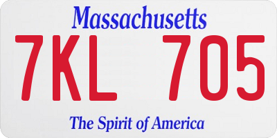 MA license plate 7KL705