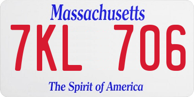 MA license plate 7KL706