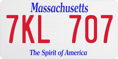 MA license plate 7KL707