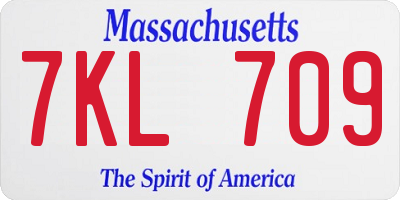 MA license plate 7KL709