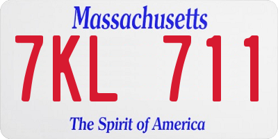 MA license plate 7KL711