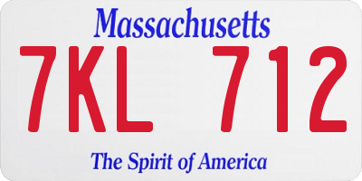 MA license plate 7KL712