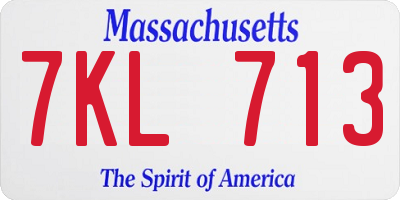 MA license plate 7KL713