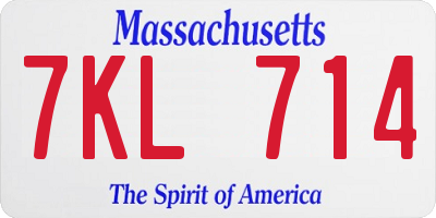 MA license plate 7KL714