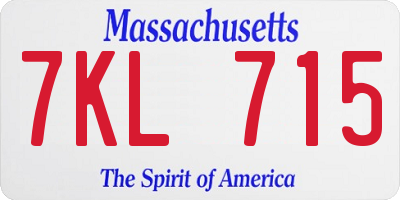 MA license plate 7KL715