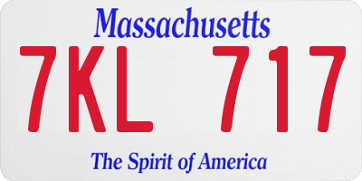 MA license plate 7KL717