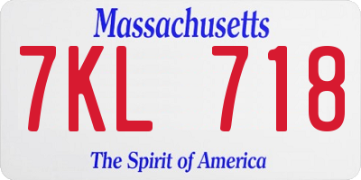 MA license plate 7KL718