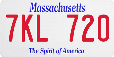 MA license plate 7KL720