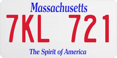 MA license plate 7KL721