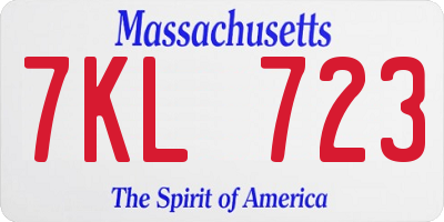 MA license plate 7KL723