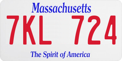 MA license plate 7KL724