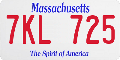 MA license plate 7KL725