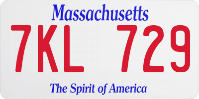 MA license plate 7KL729