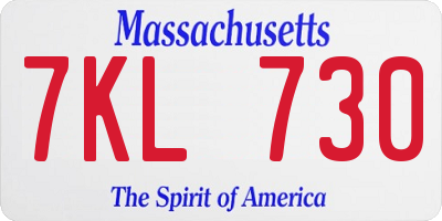 MA license plate 7KL730