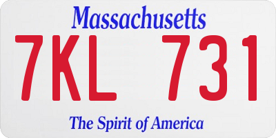 MA license plate 7KL731
