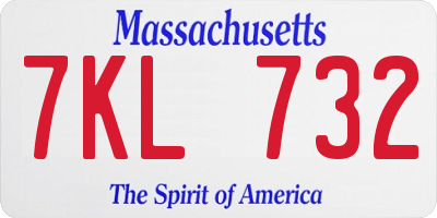 MA license plate 7KL732