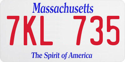 MA license plate 7KL735