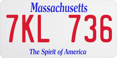 MA license plate 7KL736