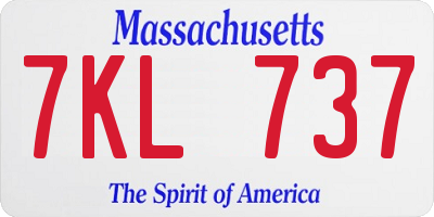 MA license plate 7KL737
