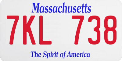 MA license plate 7KL738