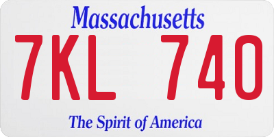 MA license plate 7KL740