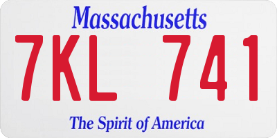 MA license plate 7KL741