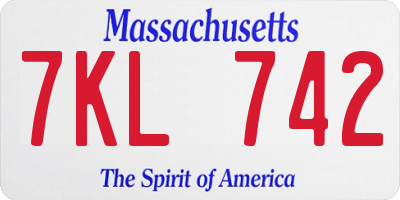 MA license plate 7KL742